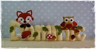 Plaque Porte Prenom Plaque Porte De Chambre Bebe Animaux De La Foret Hibou Renard Chouette Ornements En Feutre Artisanat En Feutre Decoration Chambre Bebe