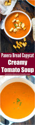 Panera Bread Creamy Tomato Soup Copycat Is The Chain S Classic Famous Creamy Soup That Will Warm Your Soul Creamy Tomato Soup Stew Recipes Easy Soup Recipes