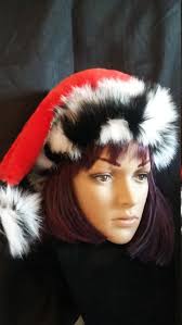 Black And Red Santa Hat Limited Edition Red Santa Hat With Luxurious Black And White Zebra Trim By Originalsbyeva On Etsy Hats Santa Hat Red Fur