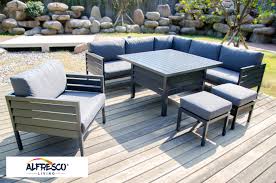 Exhibiting a rustic style, this dining set has a natural varnished finesse, which helps maintain its earthy rustiness. Ultimate Buyer S Guide Aluminum Outdoor Furniture Blog