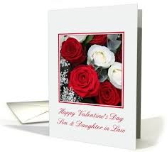 Son Daughter In Law Happy Valentine S Day Red And White Roses Card Valentines Roses Valentine Day Cards Valentines For Mom