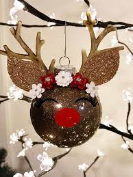 Glitter Reindeer Ornament Holiday Gift Christmas Ornament Crafts Disney Christmas Decorations Kids Christmas Ornaments