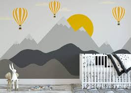 Hand painted green geometric nursery children wallpaper wall mural, geometric mountain kid children room wall mural wall decor. Nursery Mountain Wall Mural 1500x1069 Wallpaper Teahub Io