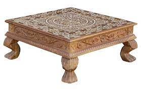 This colorful hand painted bajot would make a striking plant pedestal. Anglo Indian Floral Inlay Bajot Table De Cor Bajot Table Pooja Room Design