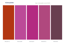 A list of pale red colors with a palette. Rust Mulberry Medium Red Violet Cadillac Eggplant Color Scheme Icolorpalette
