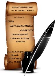 We did not find results for: Ziua Internationala A Poeziei Biblioteca Judeteana Alexandru Odobescu Calarasi