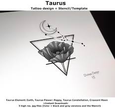 Taurus Horoscope Flower Tattoo Tattoo Design And Tattoo Etsy In 2021 Horoscope Tattoos Taurus Tattoos Taurus Constellation Tattoo