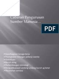 Ba serah terima pekerjaan pengurusan. Cabaran Pengurusan Sumber Manusia