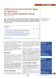 • contatto con persone con infezione delle vie aeree superiori • pregresso. Pdf Traitement De La Bronchiolite Aigue Du Nourrisson Pas De Recommandations Claires