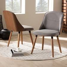 Set Of 2 Arsanio Fabric Upholstered Walnut Wood Finished Dining Chairs Gray Baxtonstudio Dining Chairs Gray Dining Chairs Upholstered Dining Chairs