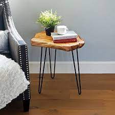 Cedar Wood Stump End Table With Hairpin Legs Side Table Wood End Tables Wood End Tables