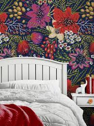 Bold Flowers Repositionable Wallpaper Peel Stick Fabric Etsy Girls Room Wallpaper Nursery Wallpaper Floral Wallpaper