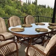 Gordon Bambu Bahce Balkon Masa Takimi 8 Kisilik Dizayn Bambu