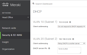 Configuring Dhcp Relay Cisco Meraki
