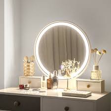 Costway Vanity Table Set 3 Color Lighting Modes Makeup Table Stool Set Jewelry Divider Walmart Canada