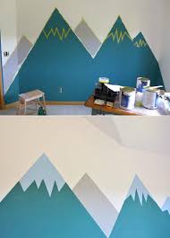 Wandgestaltung Farbe Anleitung Wand Berge Gestalten Streichen Resultat Kinder Zimmer Kinderzimmer Farbe Wandgestaltung