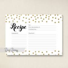 Gold Glitter Confetti Recipe Card Kate Spade Inspired Bridal Shower Recip Bridal Shower Recipe Cards Printable Bridal Shower Recipes Cards Pink Bridal Shower