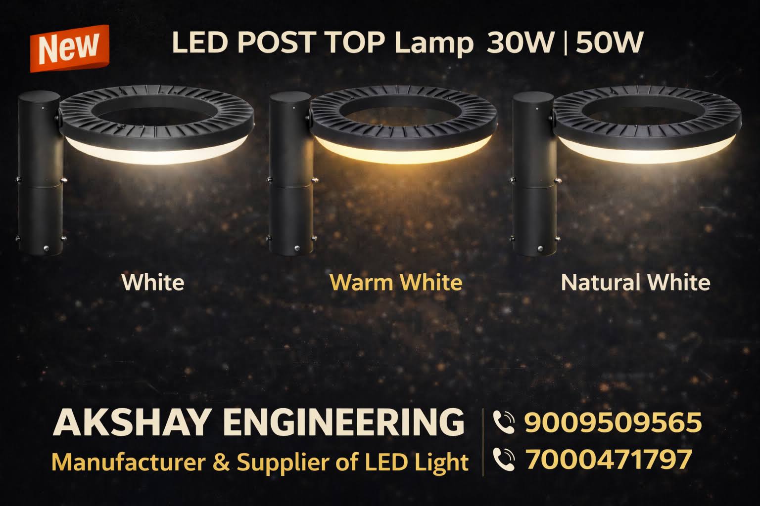 LED Ring Post Top Lamp 30W | 50W -LED Garden Pole Light - product image