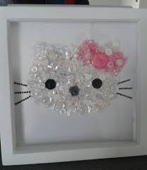 Hello Kitty Handmade Framed Button Art Button Art Button Crafts Hello Kitty Crafts