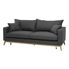 Sofa Convertible De 3 Plazas De Tela Gris Pizarra Duke Maisons Du Monde Ausziehbares Sofa Sofa Stoff Sofa