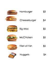 The full menu at mcdonald's has something to feed your cravings! Mcdonalds Menu Worksheets Teaching Resources Tpt
