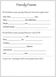 Parody Poetry Worksheet Poetry Worksheets Teaching Creative Writing Teaching Poetry