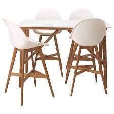 Costway 3 piece dining set square dinning pub table w/ 2 solid wooden chairs padded seat coffee beige. Fanbyn Bar Table And 4 Bar Stools White White Ikea