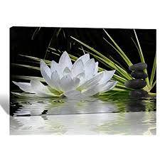 Framed White Lotus Black Stone Zen Spa Canvas Picture Prints Art Wall Home Decor Spiritupart Expressionism With Images Canvas Art Wall Decor Flower Artwork Poster Prints