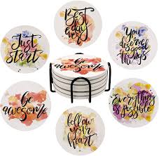 Many people keep sets of drink coasters on their dining room tables, coffee tables, and side tables—basically anywhere you might be tempted to place a drink. Buy Coasters For Drinks Absorbent With Holder Home Decorations For Living Room Coffee Table Decor Coasters For Wooden Table Housewarming Gift Desk Decor Coaster Set Of