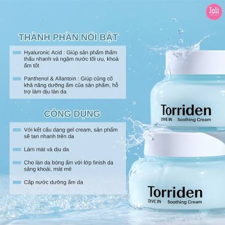 Kem Dưỡng Ẩm Torriden Dive In Soothing Cream