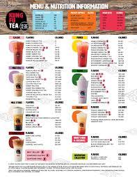 Nutrition Information Kung Fu Tea Fresh Innovative Fearless Leading Tea Brand