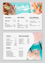 Designs Coldmilk And Treats Menu Redesign And Branding Menu Contest Cafe Menu Design Food Menu Design Bubble Tea Menu