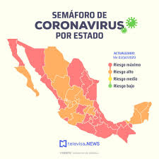 Un estado en rojo, 11 estados en amarillo, 19 en naranja y un estado en verde. Facebook