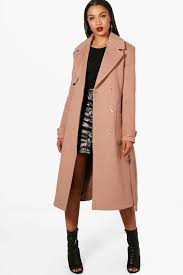 Boohoo women's l/s belted shawl collar wool look coat kb8 camel us:10 nwt. Belted Wool Look Trench Coat Boohoo Trench Coat Coat Latest Coats