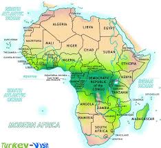 Africa south of the equator showing existing boundary. Africa Map