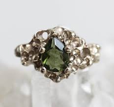 Crystal Ring Meteorite Ring Moldavite Ring Energy Ring Etsy Crystal Rings Meteorite Ring Alternative Engagement Rings