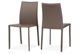 Leather dining chairs with arms. Modern 2 Dining Chairs In Taupe Faux Leather The Furniture Space