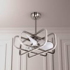 27 Counter Modern Chandelier Ceiling Fan With Led Lights And Remote Control 3 Reversible Blades Satin Nic Ceiling Fan Led Ceiling Fan Ceiling Fan Chandelier