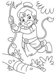 Gada hanuman black white sketch coloring page hanuman in 2019. Hanuman Coloring Pages
