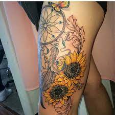Sunflower Dreamcatcher Tattoo Sunflower Tattoo Sleeve Sunflower Tattoo Thigh Sunflower Tattoo