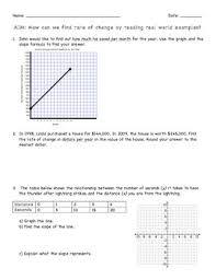 Rate Of Change Slope Real World Problems World Problems Classwork Real