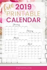Free 2019 Printable Calendars Calendar Printables Free Printable Calendar Printable Calendar