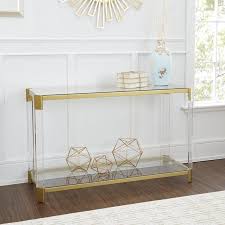 Everly Quinn Hythe Clear Glass Console Table Reviews Wayfair Console Table Glass Console Table Mirrored Console Table