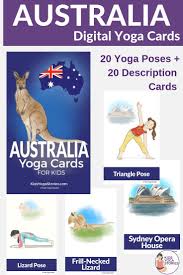 Yoga Poses Learn About Australia Through Simple And Fun Yoga Poses Australia Is A Beautifu Yoga Cards Summer Preschool Themes Kids Cards