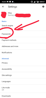 The passwords are hidden behind asterisks. How To Retrieve Saved Password In Google Chrome For Android Android Enthusiasts Stack Exchange