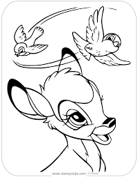 Coloring Page Of Bambi Admiring A Pair Of Birds Flying Overhead Bambi Horse Coloring Pages Disney Coloring Pages Animal Coloring Pages