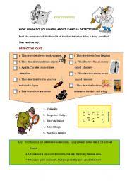 Pixie dust, magic mirrors, and genies are all considered forms of cheating and will disqualify your score on this test! Detective Quiz Esl Worksheet By Parosuna