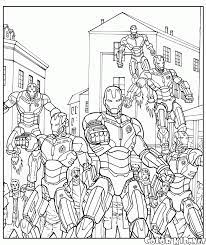 This coloring page features thor, captain america and hawkeye in action. Coloring Page Ultron Robot Army