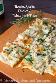 Top with the provolone, mozzarella, fontina and parmesan. Roasted Garlic White Chicken Pizza