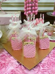 Pink White Rice Krispie Treats Pink Gold Glitter Pearls Baby Shower Baby Girl Shower Themes Pearl Baby Shower Girl Shower Themes